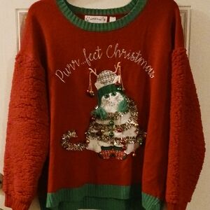 *** "Purr...fect Christmas" Festive Cat Christmas Sweater Size 2X